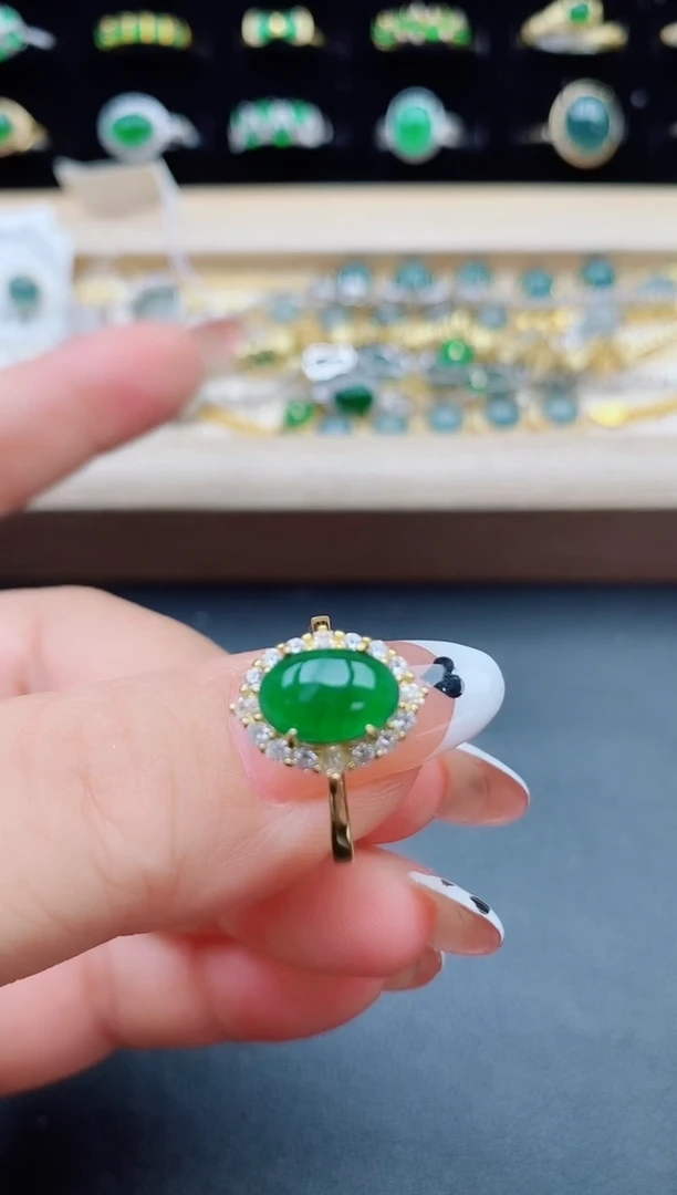 【闪购商品】翡翠银S925镶嵌戒指21321