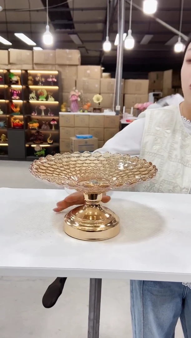 鎏金高脚果盘【金色雨珠盘24cm】