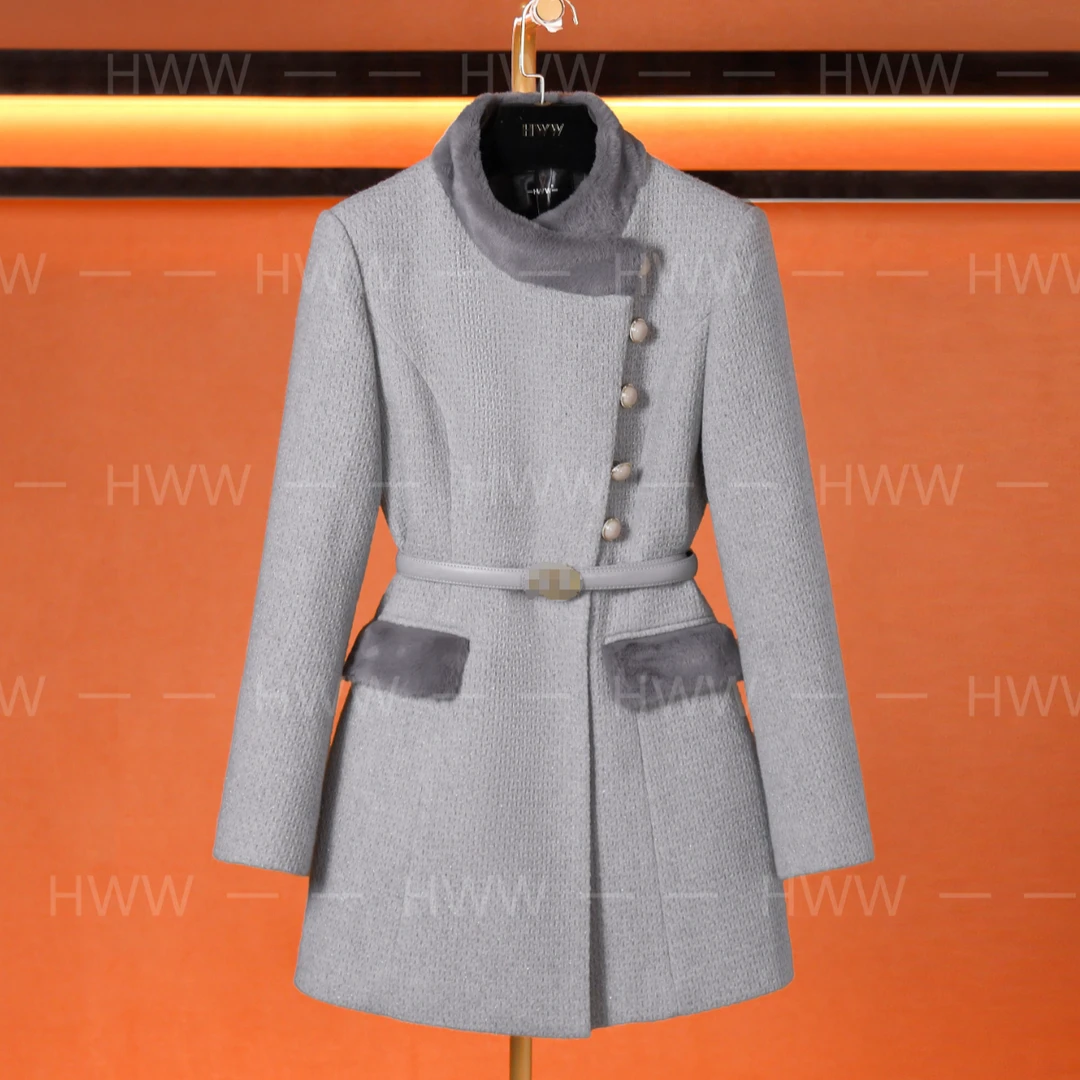 鹅绒服含羊毛(袖子也加绒)时尚气质收腰短款羽绒服DHZHJ406838