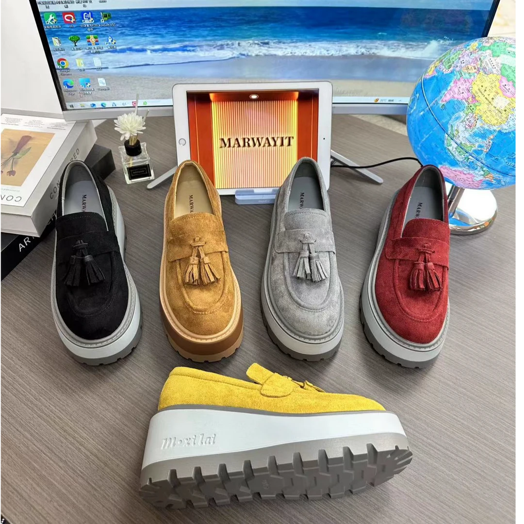 Z001-时尚爆款欧美风高跟厚底乐福鞋豆豆鞋欧若智性风