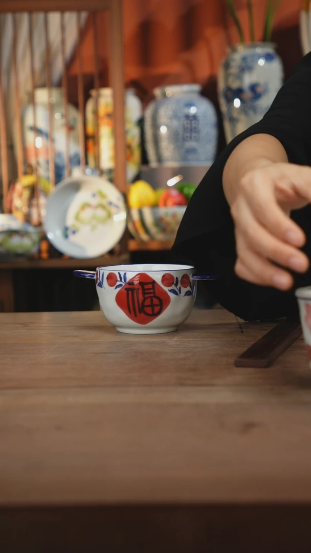 瓷片【简家甄选】景德镇设计师釉下手绘陶瓷餐具