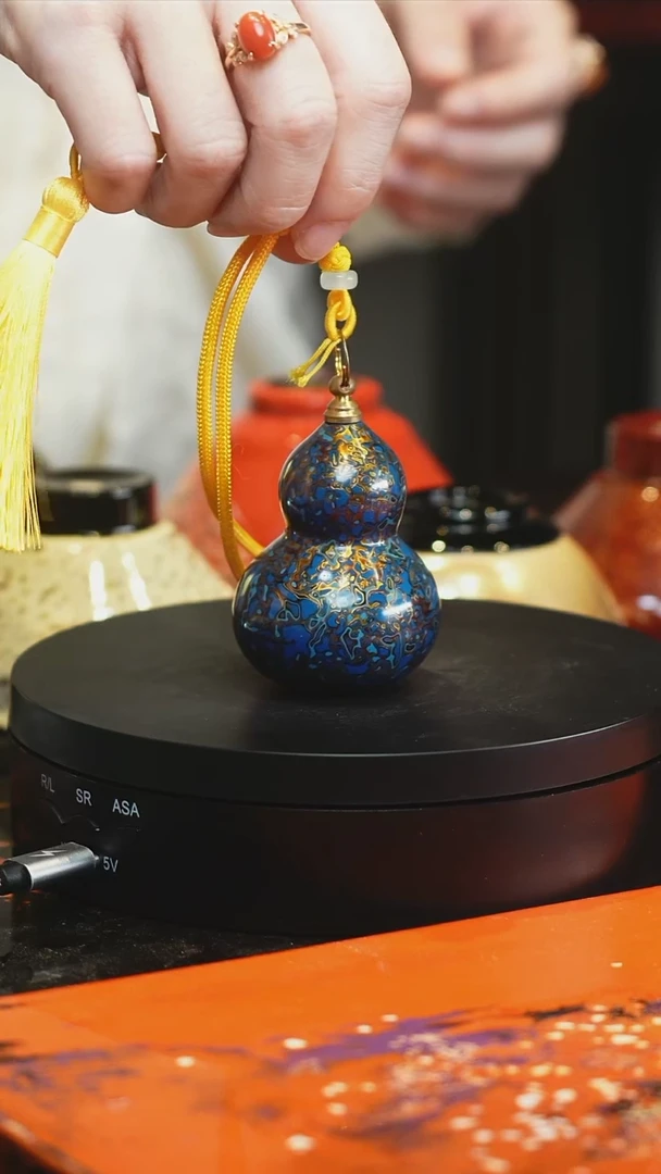 蓝金色大漆葫芦一物一拍