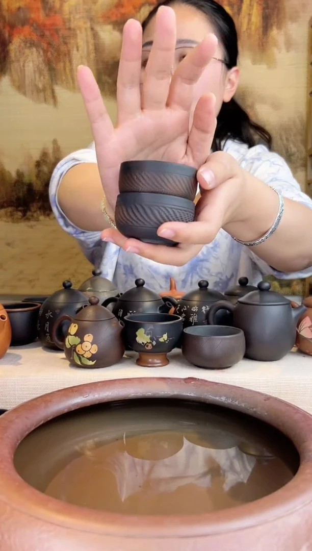 【闪购商品】云南建水紫陶-刀刻杯2只