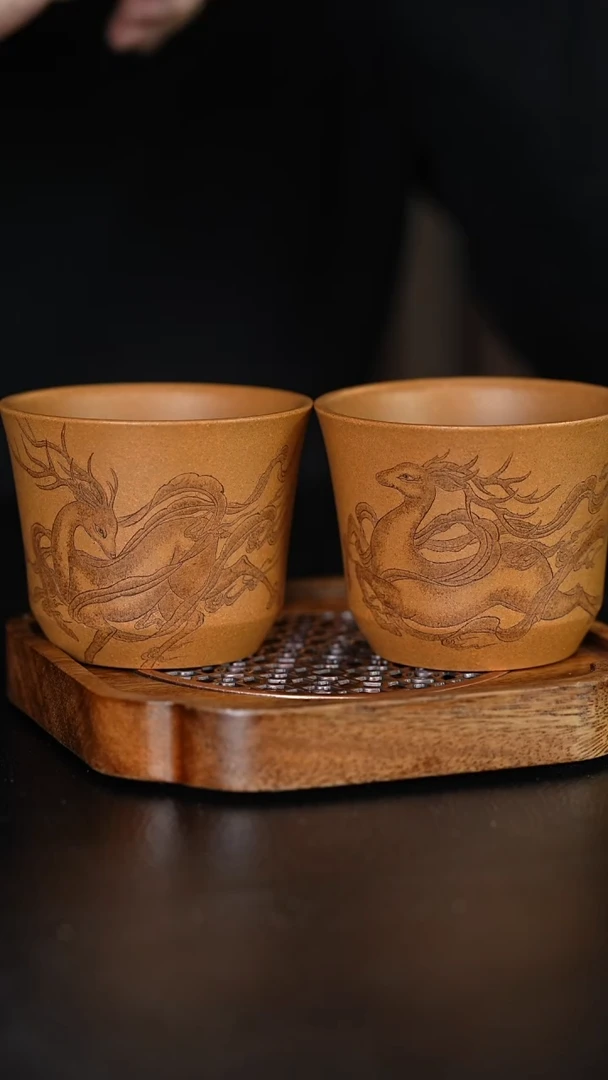 【闪购商品】紫砂茶杯九色鹿对杯