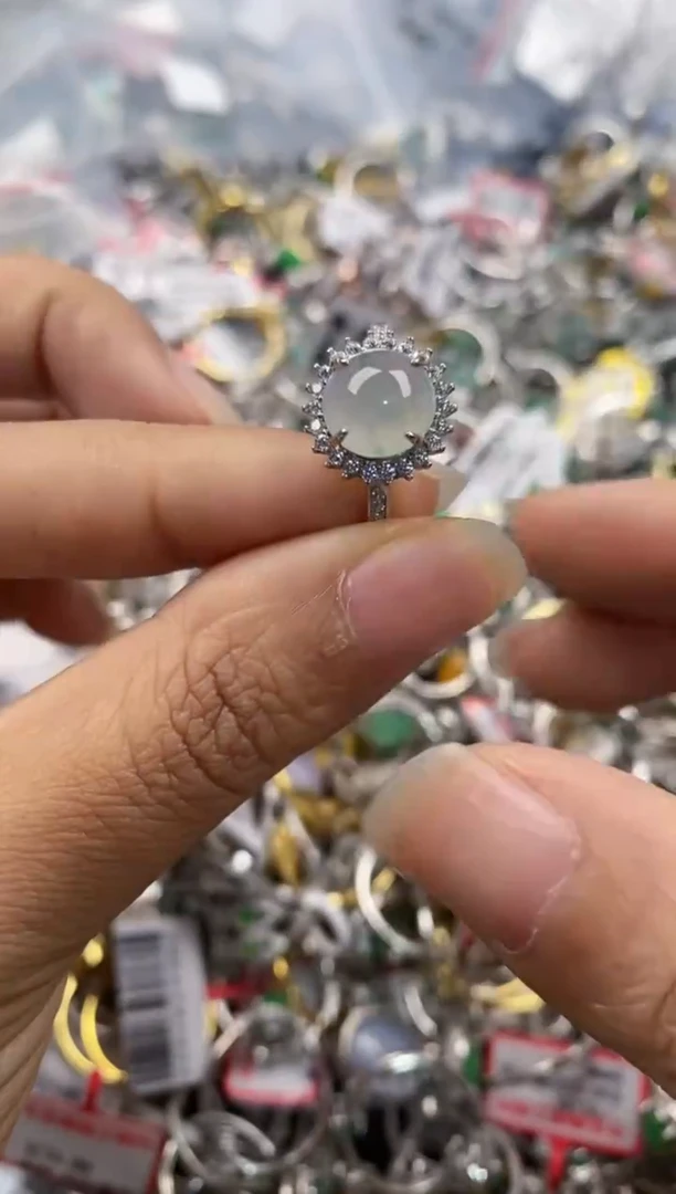 银S925镶嵌戒指翡翠222              3