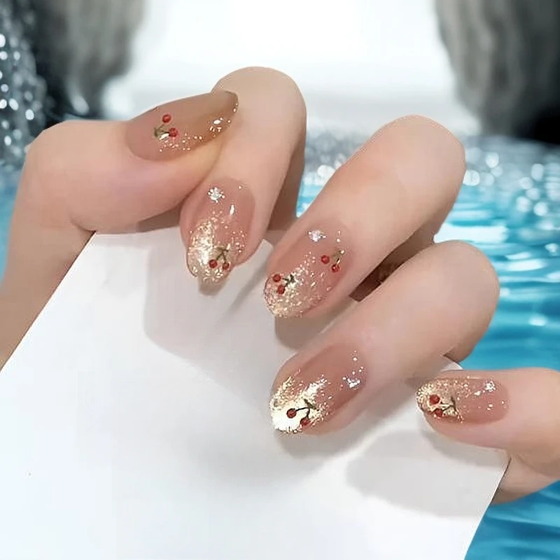 穿戴甲猫眼用品手绘美甲显白美甲指片穿戴手工彩色甲片可爱卡通