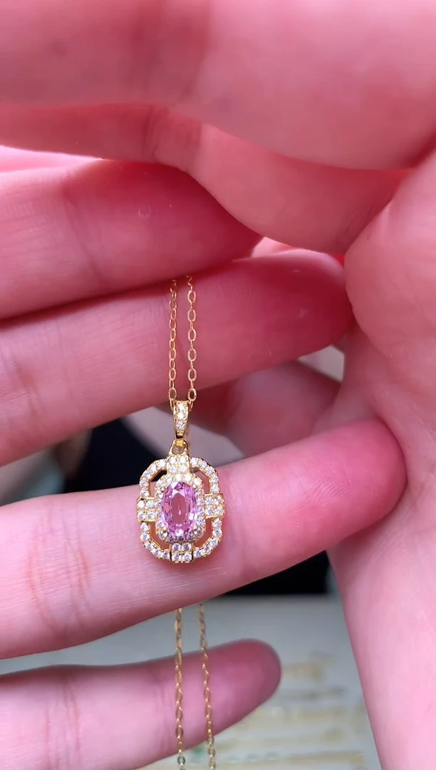 蓝宝石颈饰银S925镶嵌吊坠