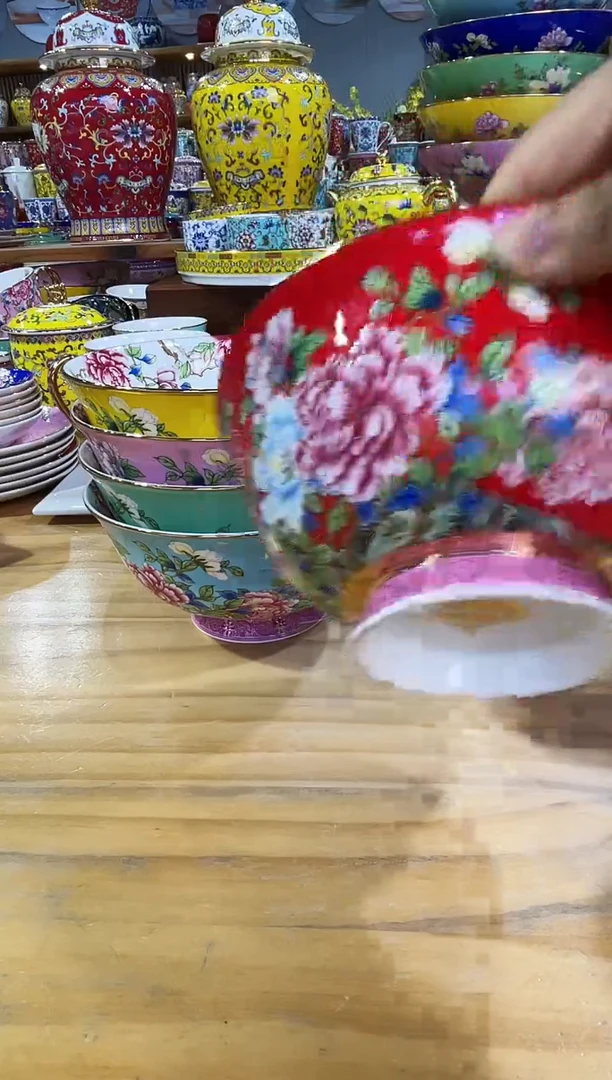 瓷片景德镇珐琅彩牡丹6寸