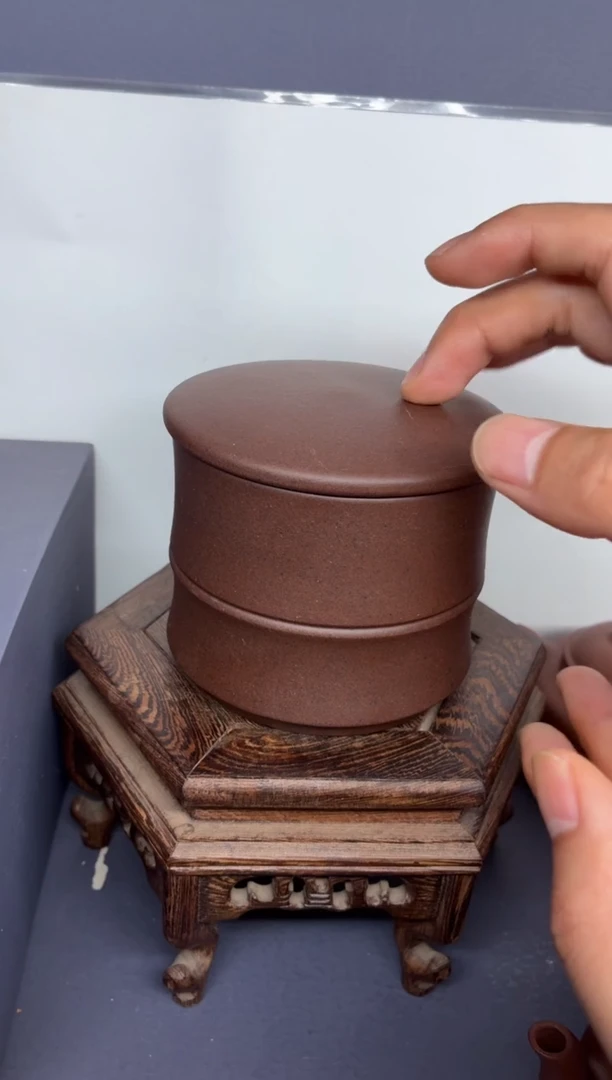 茶壶紫砂台西紫泥 竹节茶叶罐