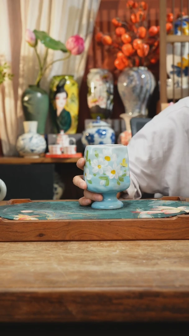 摆件景德镇釉下手绘陶瓷茶具，茶叶罐，咖啡杯