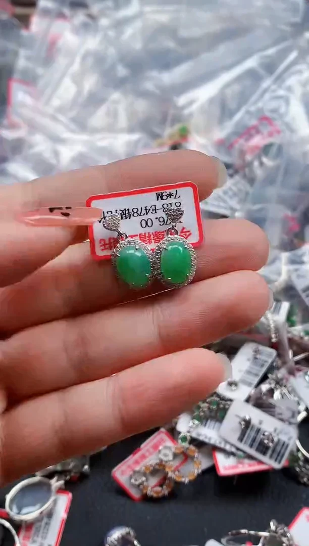银S925镶嵌戒指翡翠天然A货缅甸翡翠