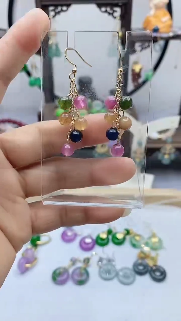 碧玺耳饰14K金镶嵌141碧玺