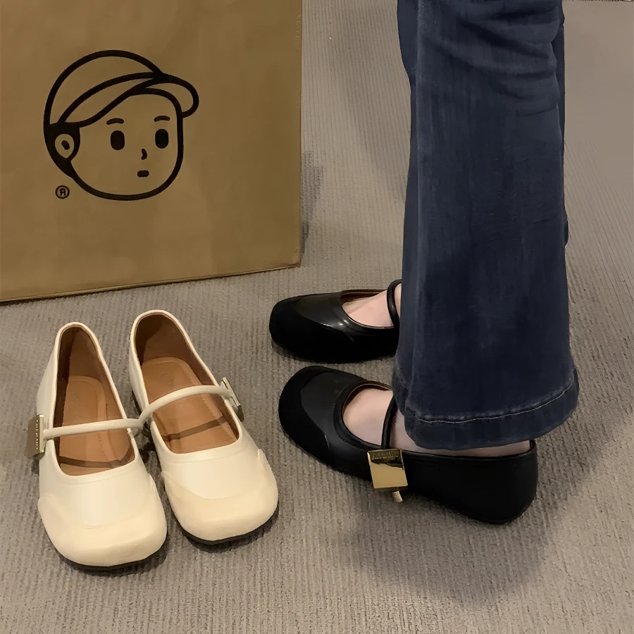 玛丽珍小皮鞋女外穿厚底2025新款爆款春季复古百搭单鞋平底豆豆鞋