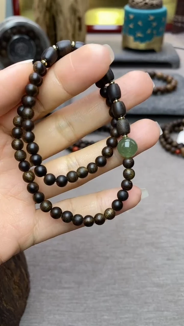 【闪购商品】沉香手串顺化紫棋05+白棋8颗 双圈沉水