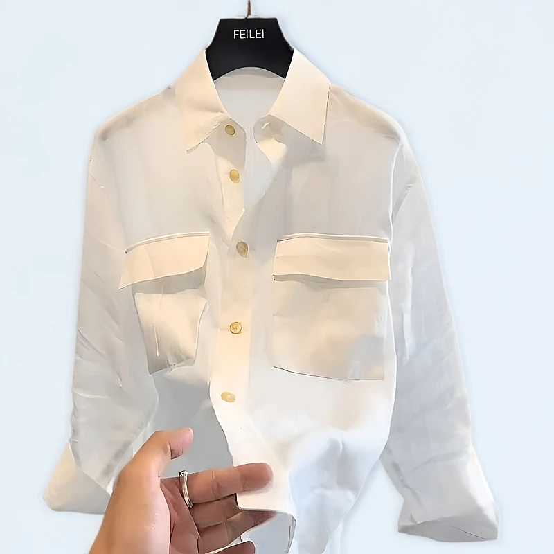 GOYN2024夏季新款男士长袖衬衫宽松轻奢休闲潮流百搭薄款气质衬衣