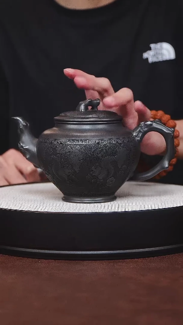 茶杯紫砂宜兴紫砂 松鼠竹节报春 石黄 高艳