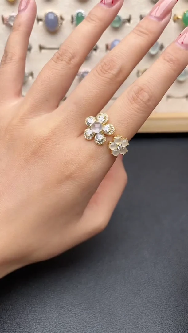 【闪购商品】翡翠戒指银S925镶嵌一物一证一礼盒