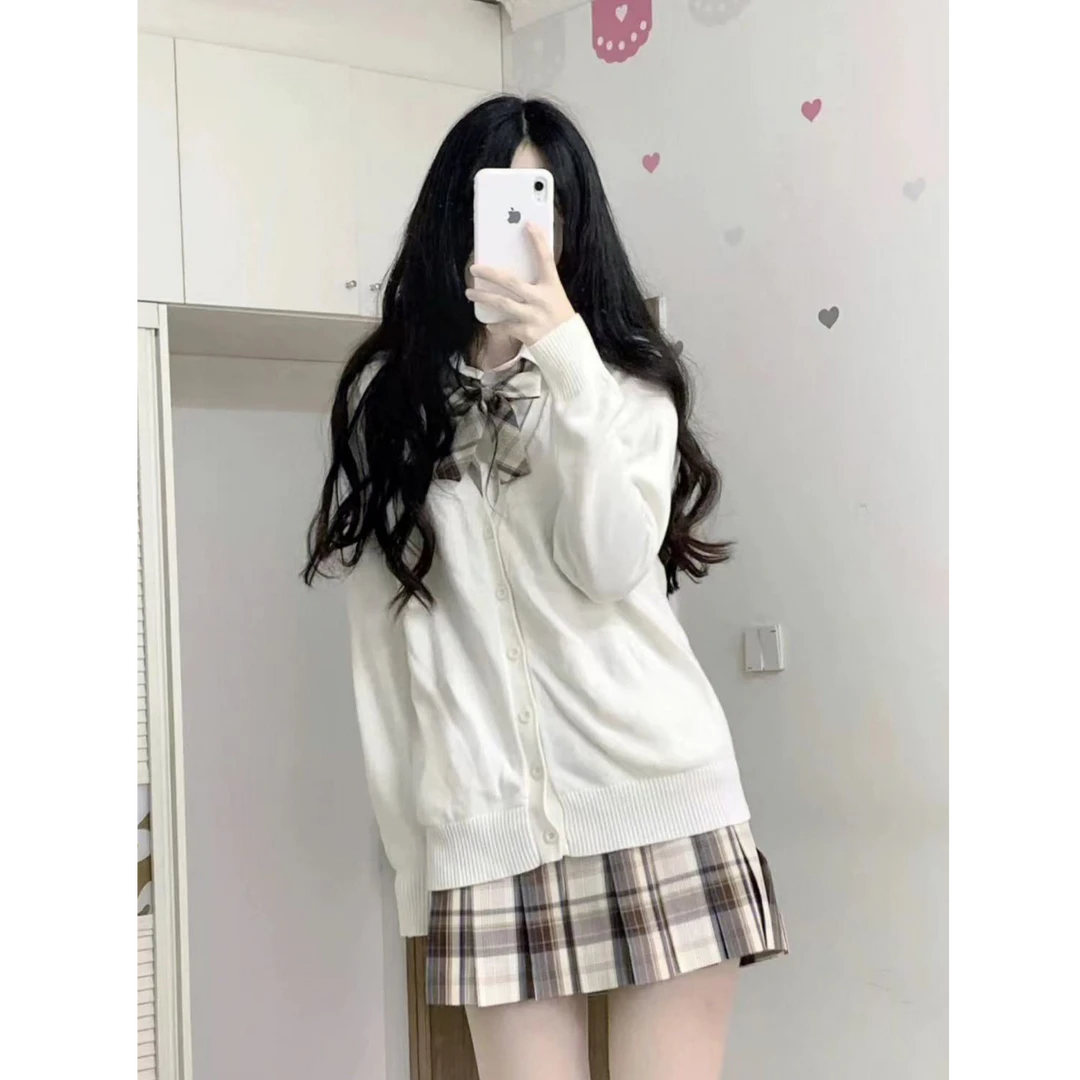 U6BB6358#学院风外搭宽松纯色毛衣针织开衫薄款长袖外套女