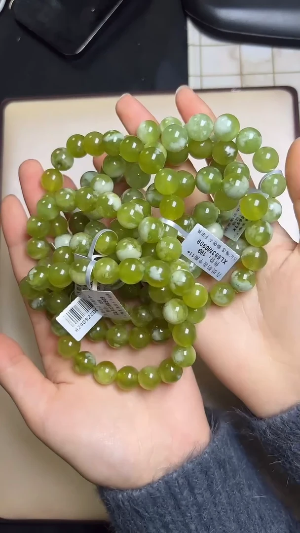 【闪购商品】岫岩老玉（透闪石质玉）手链未镶嵌XL593约11mm多样发一