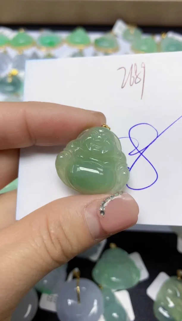 【闪购商品】翡翠挂件18K金镶嵌 天然翡翠A货