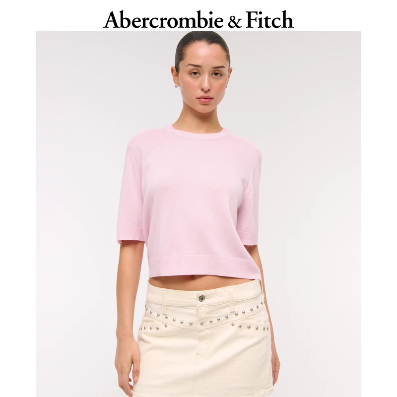 AF美式复古舒适百搭纯色圆领短袖T恤上衣25秋季女装150-5416