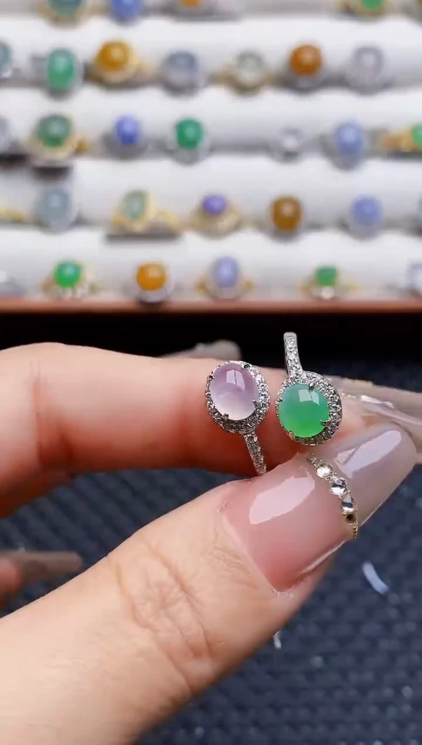 银S925镶嵌戒指翡翠6698