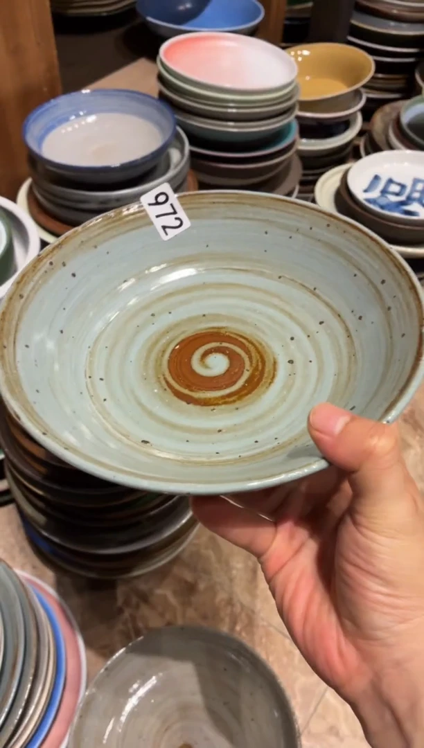 瓷片?***?972 蓝麻点锅盘1个