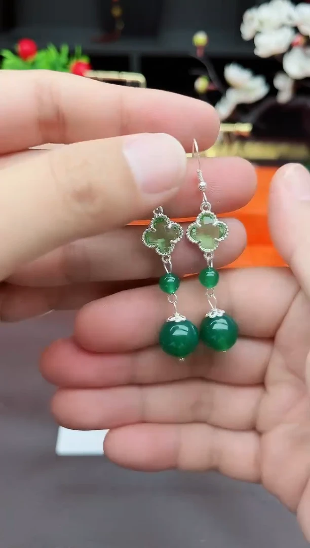 玛瑙/玉髓耳饰银S925镶嵌705000