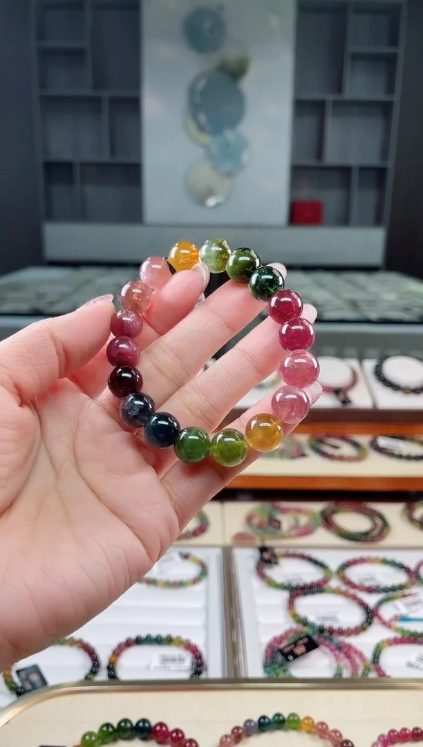 未镶嵌老矿碧玺彩虹单圈手串11mm+碧玺（多样性发一条）T