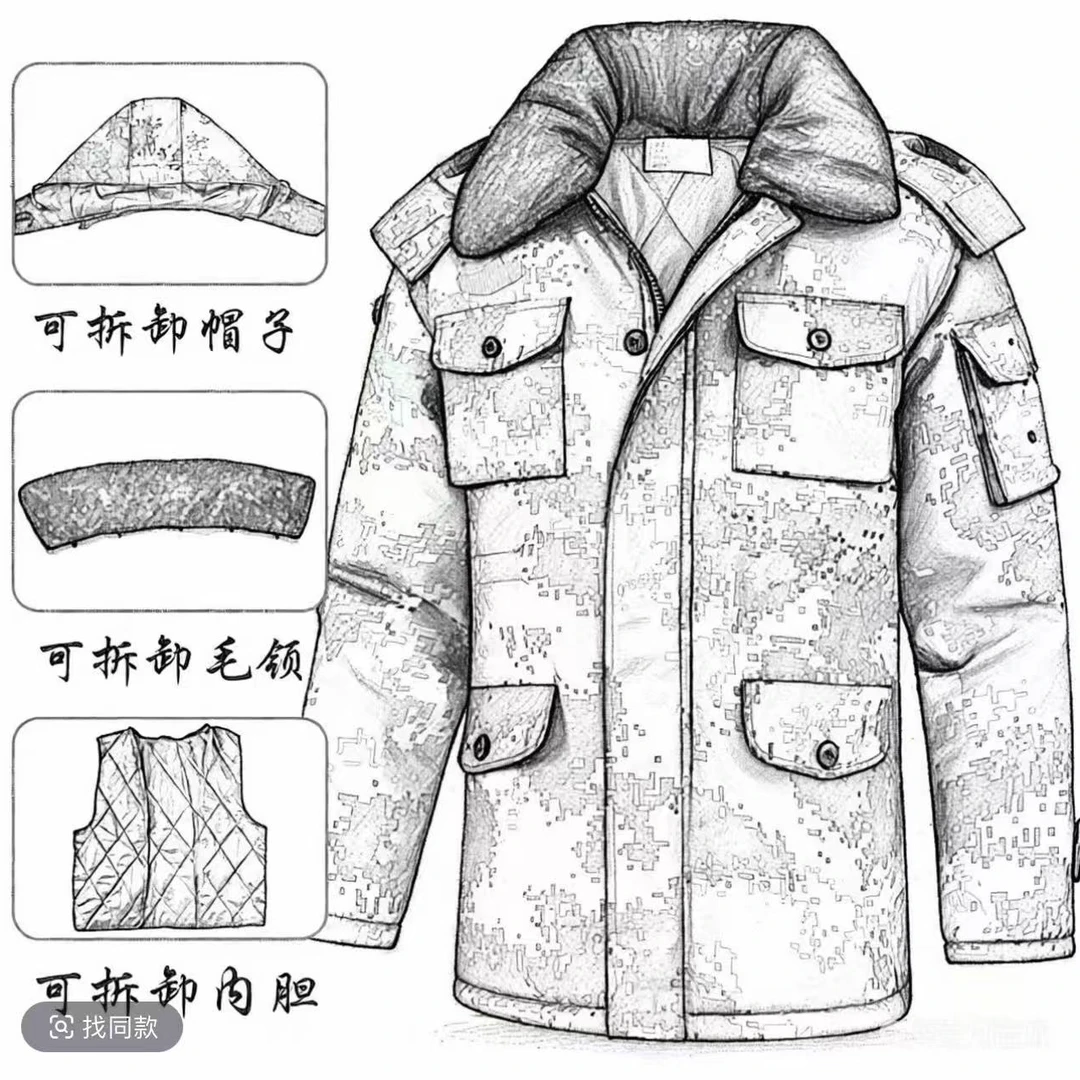 【院里同款】沙漠色冬季防寒中长款执勤棉大衣