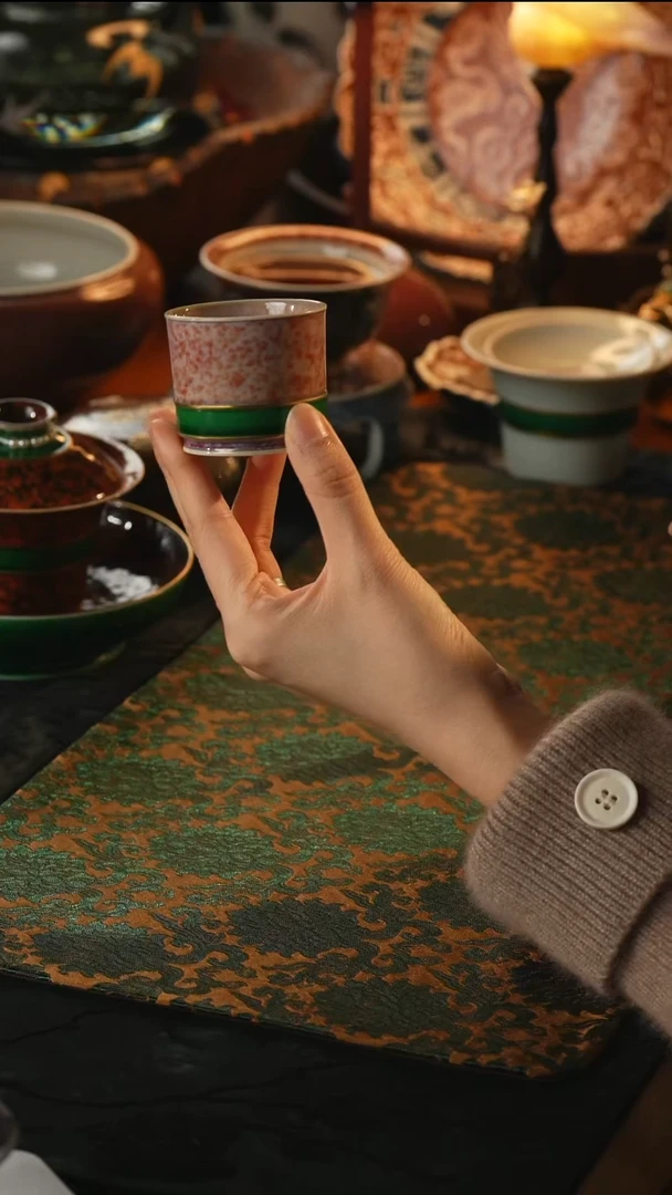 瓷片瓷唐里-桃夭竹节杯