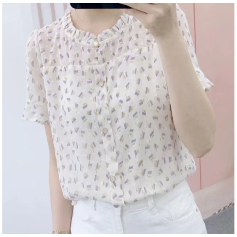 直筒型轻职风碎花薄款女装显瘦设计感夏季衬衣女装SY-G6024-B25