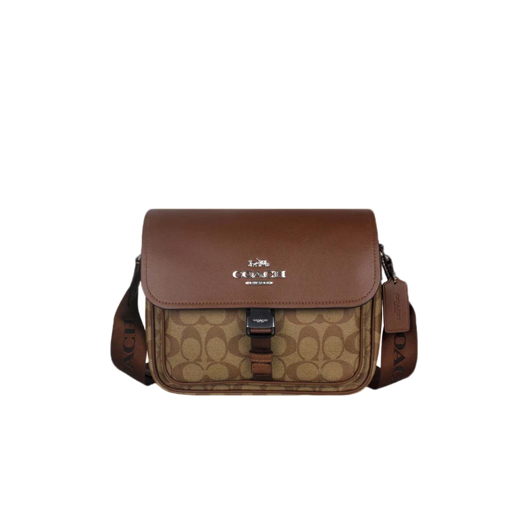 蔻驰（COACH）男女同款PACE翻盖斜挎包单肩邮差包