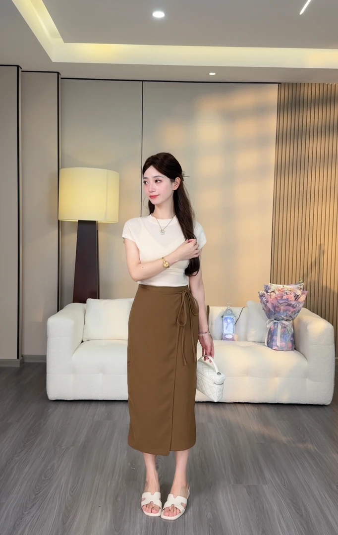 小个子茶系穿搭高级气质甜辣上衣半身裙两件套装女