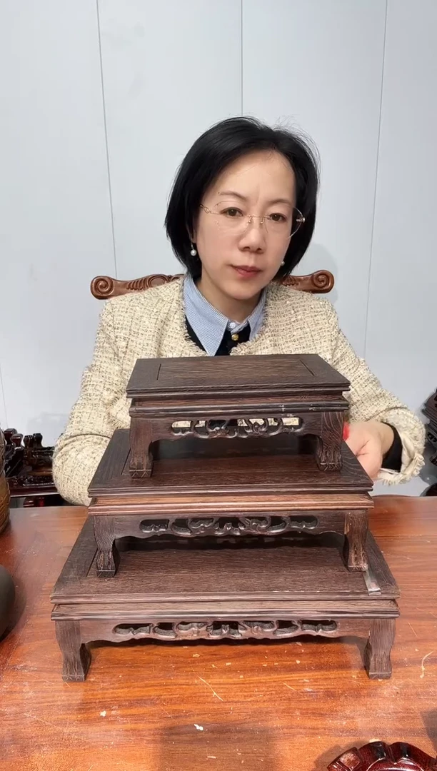 木鸡翅木原木原色长方底座套三