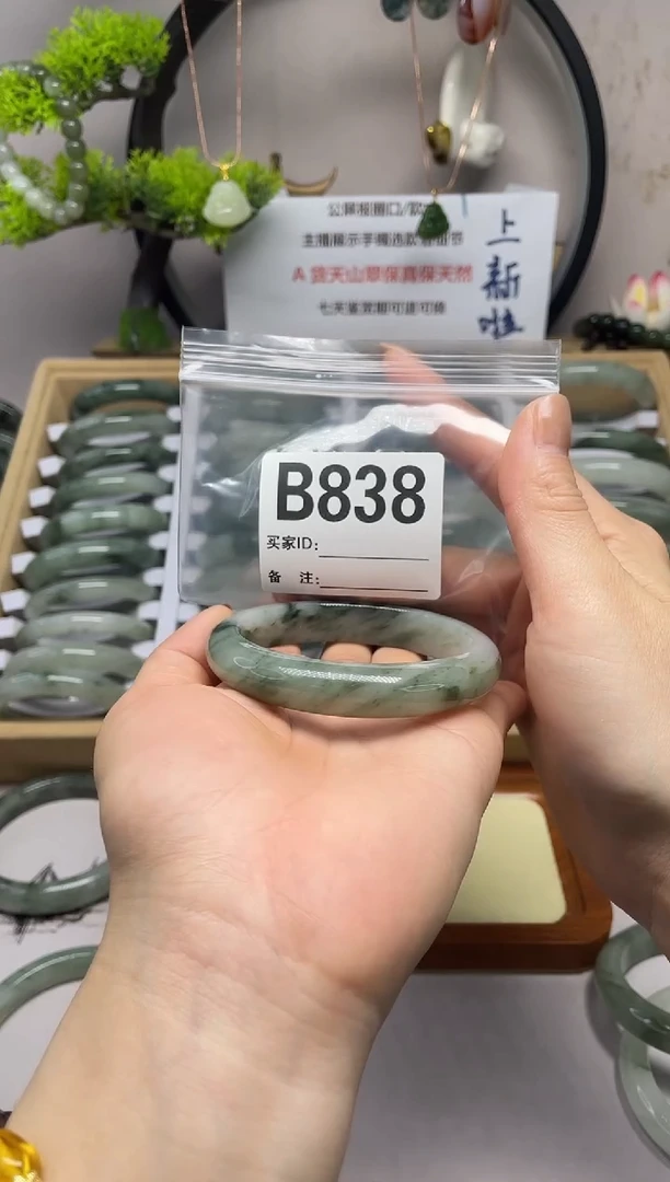 【闪购商品】石英质玉（天山翠）手镯未镶嵌b838