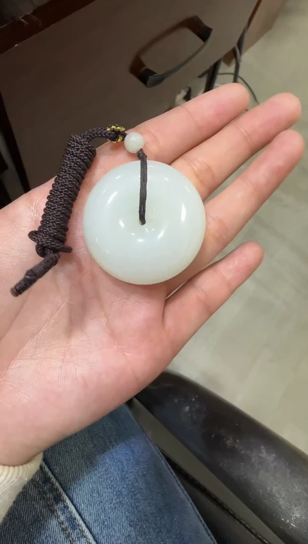 吊坠(不含链)未镶嵌和田玉天泰白玉平安扣（产地直发）