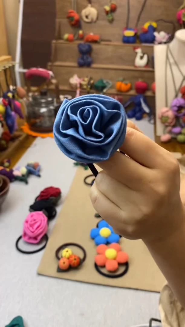 布艺头绳（牛仔玫瑰）——