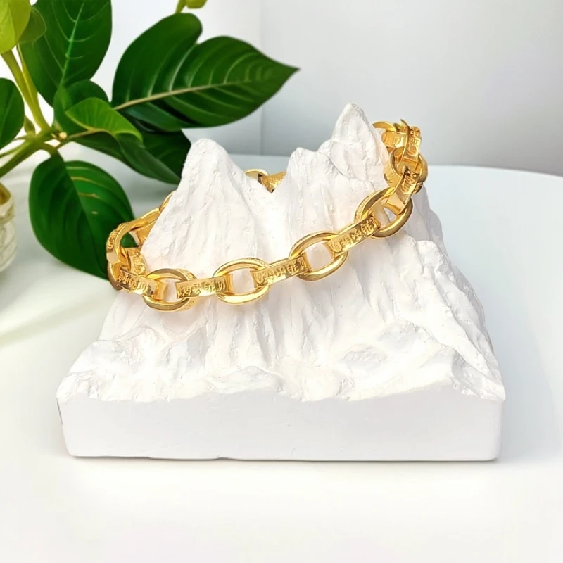 3-SL【聚鑫足金】足金999经典时尚实心百搭克罗心简约金手链