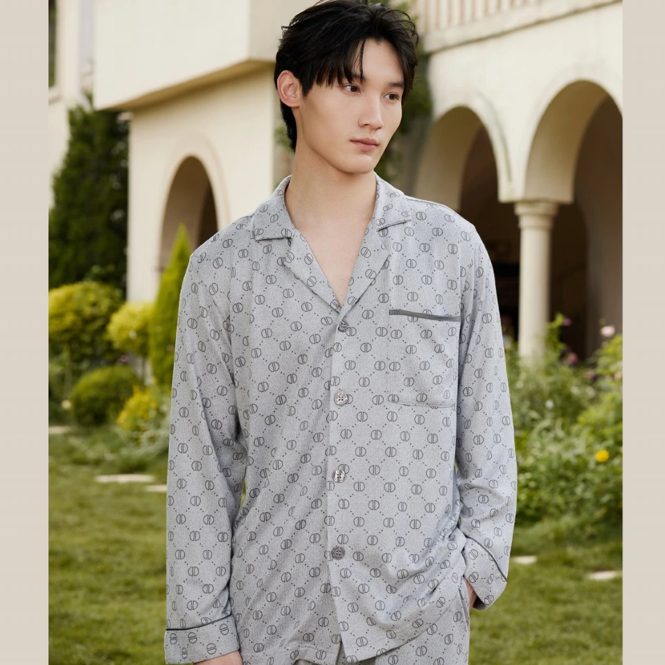 flossy弗劳思男士春夏色织磨毛休闲印花家居服套装B94X224