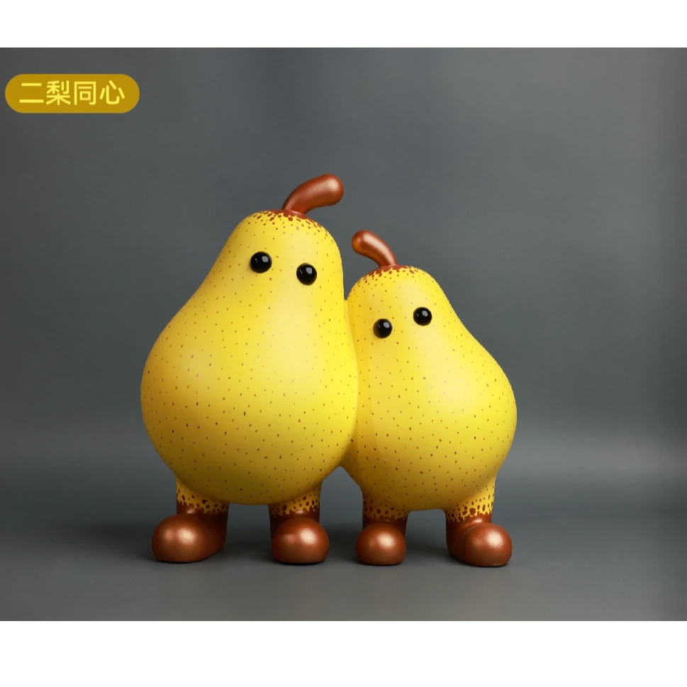 艺术家张超级作品签名限量款雕塑《永不分梨-二梨同心》高30cm