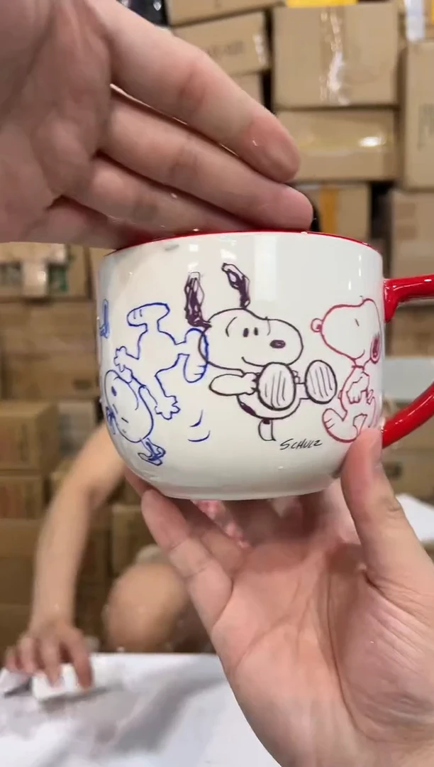 瓷片史努比七彩早餐杯