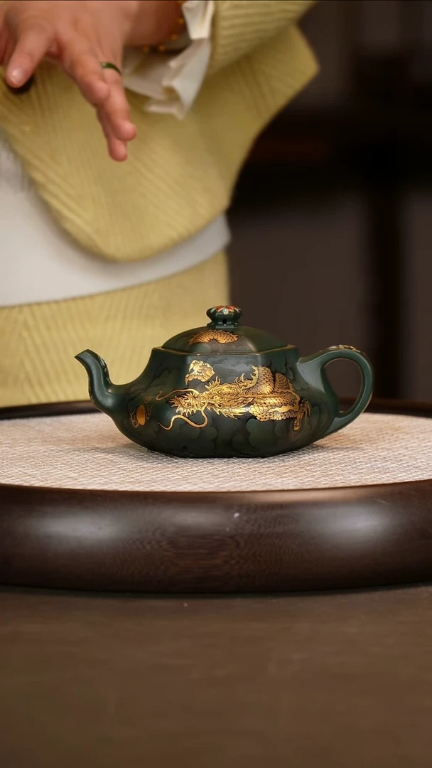 茶壶紫砂【耿浩】绿泥闲者六方   290CC