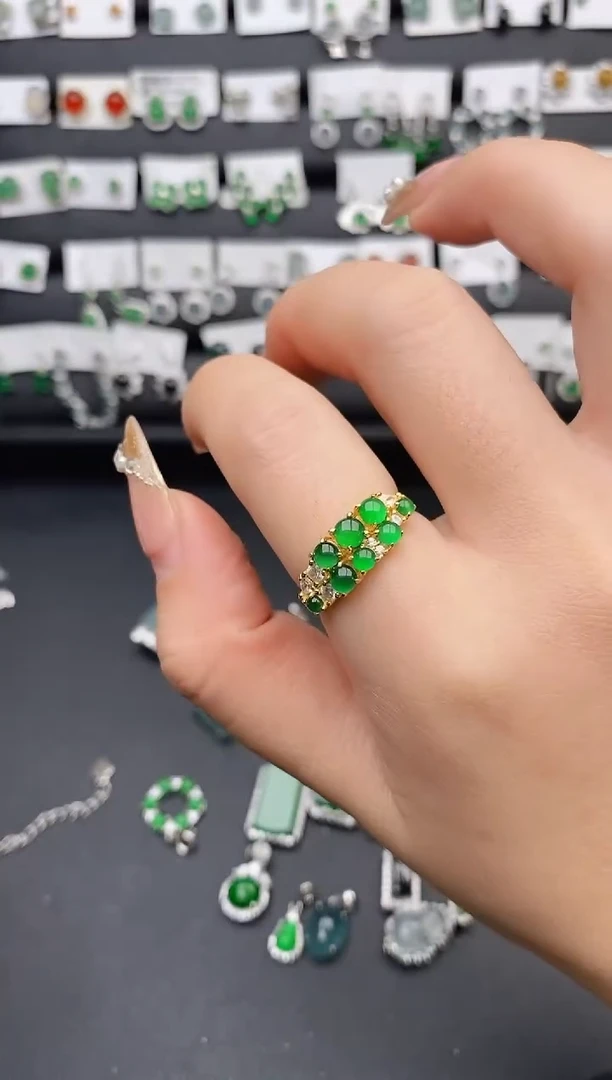 银S925镶嵌戒指翡翠0