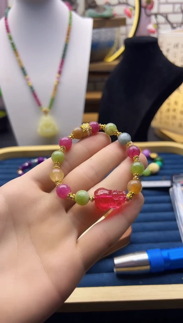 【闪购商品】碧玺手链14K金镶嵌S297