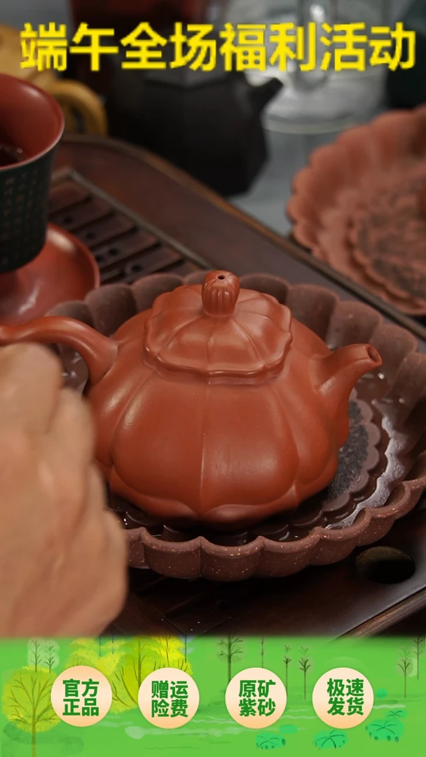 茶壶紫砂宜兴紫砂壶朱泥宝菱