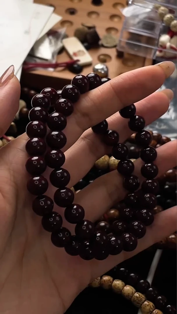 手串星月菩提朱砂供正圆银9手串