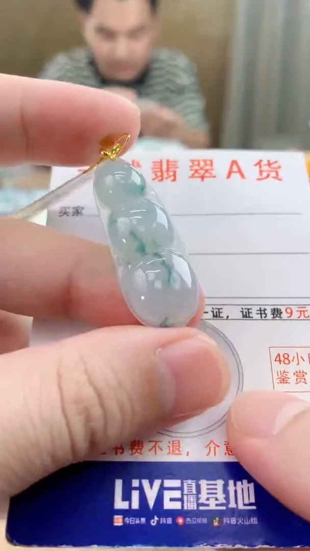 颈饰18K金镶嵌翡翠天然A货翡翠挂件