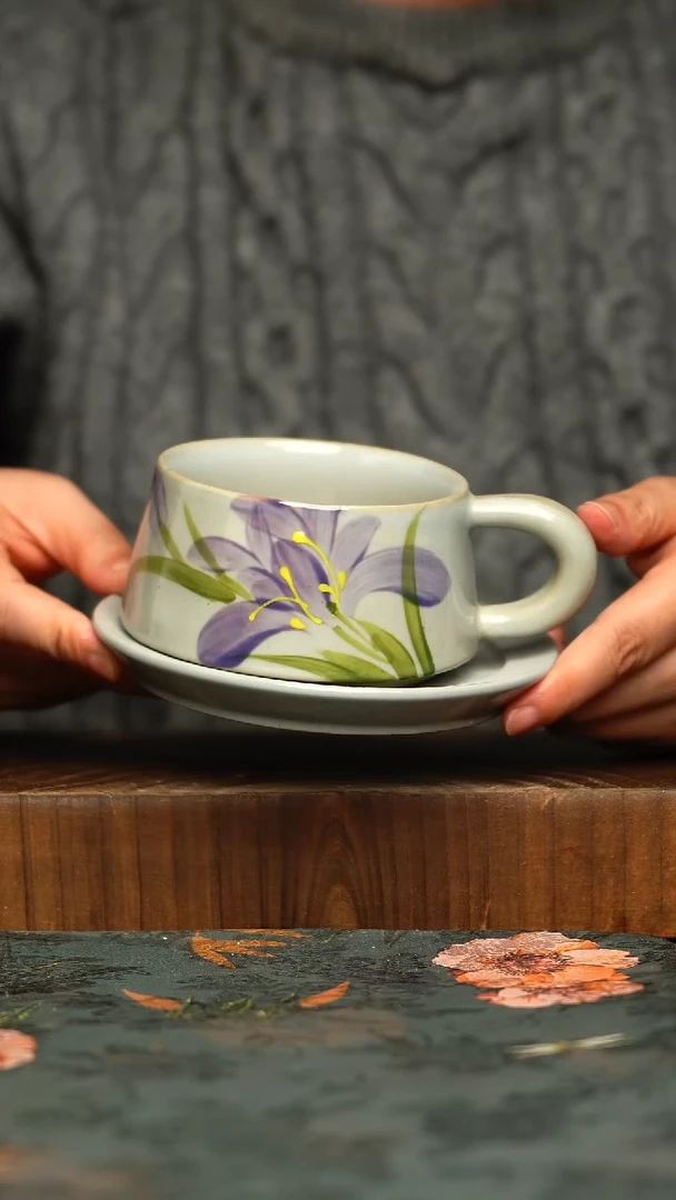 杯釉下彩手工手绘同款陶器