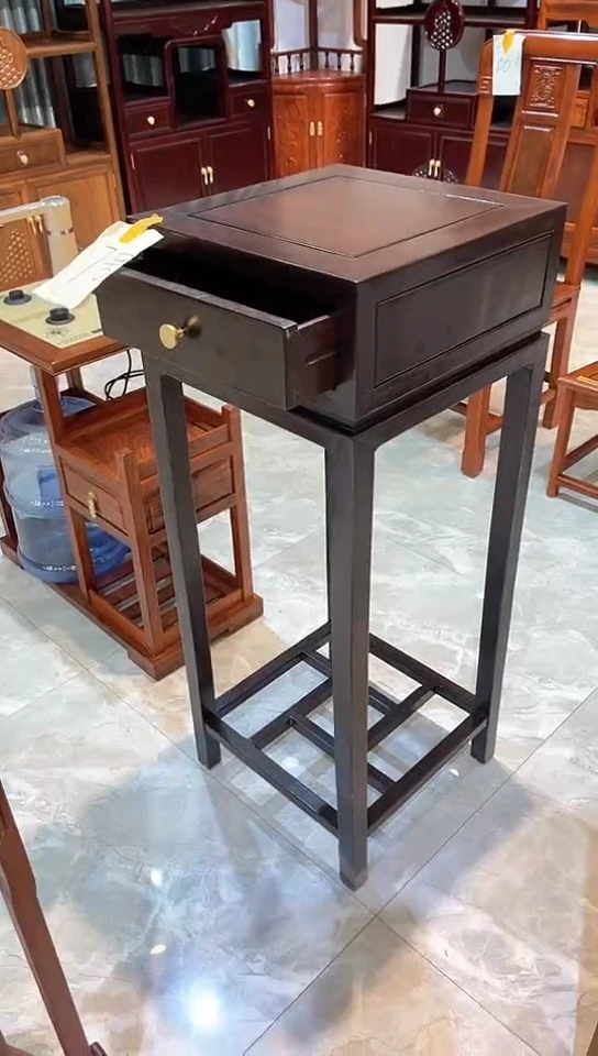 花梨木类成套家具黑檀木带抽花架38*38*98